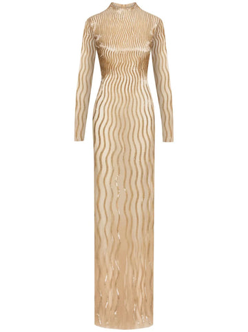 Oscar De La Renta Sequinned Wave Tulle Gown