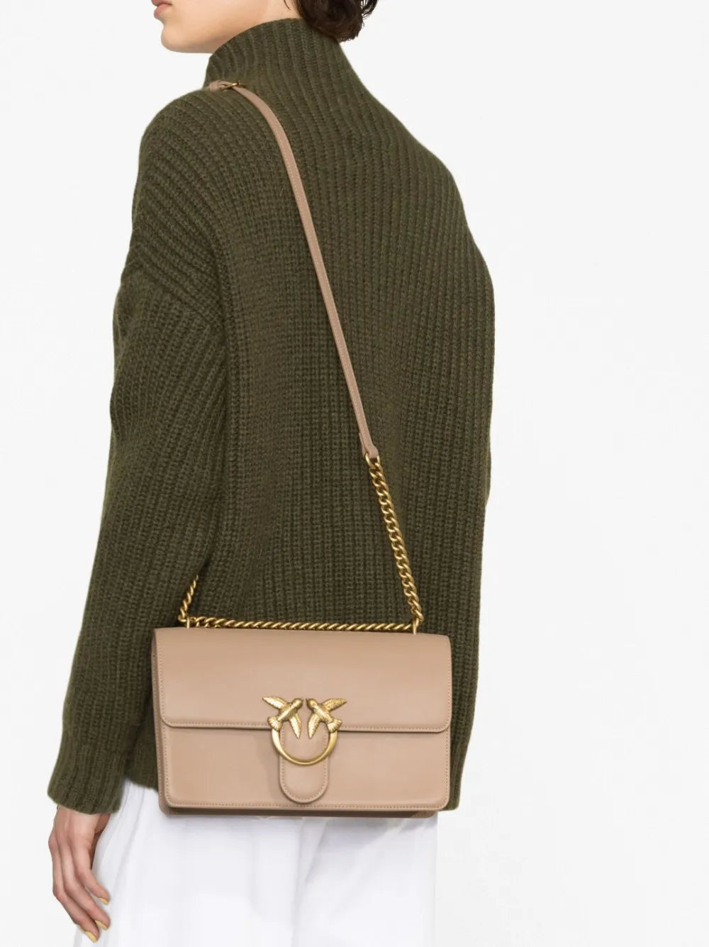 Pinko Classic Love Leather Shoulder Bag