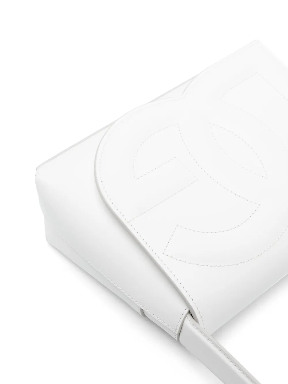 Dolce Gabbana Logo Embossed Leather Shoulder Bag