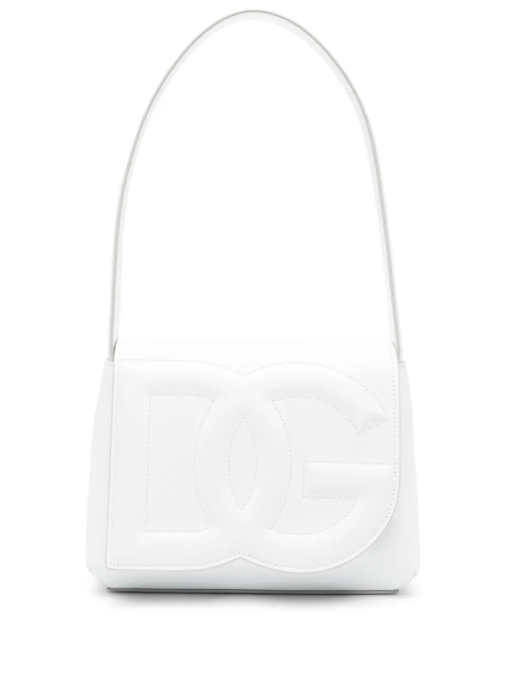 Dolce Gabbana Logo Embossed Leather Shoulder Bag