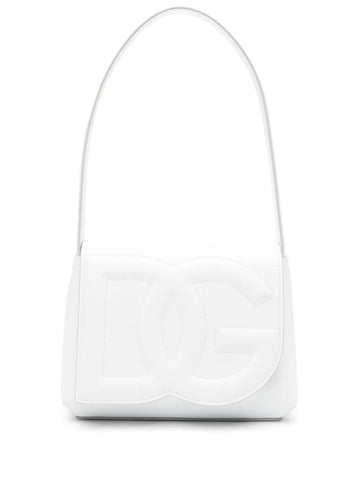 Dolce Gabbana Logo Embossed Leather Shoulder Bag