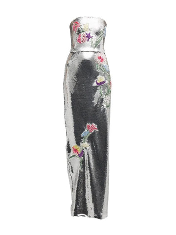 Ml Monique Lhuillier Embroidered Sequin Embellished Dress