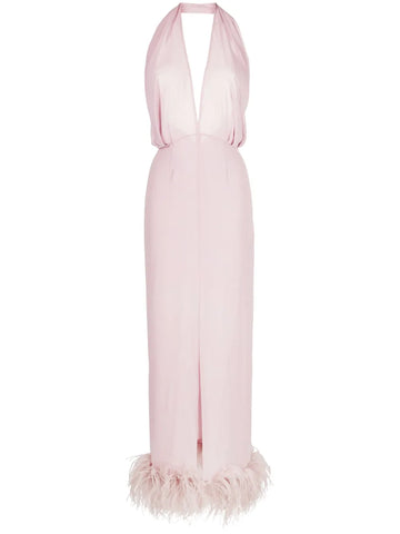 16Arlington Isolde Feather Trim Halterneck Dress