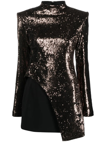 Genny Sequin Embellished Layered Minidress