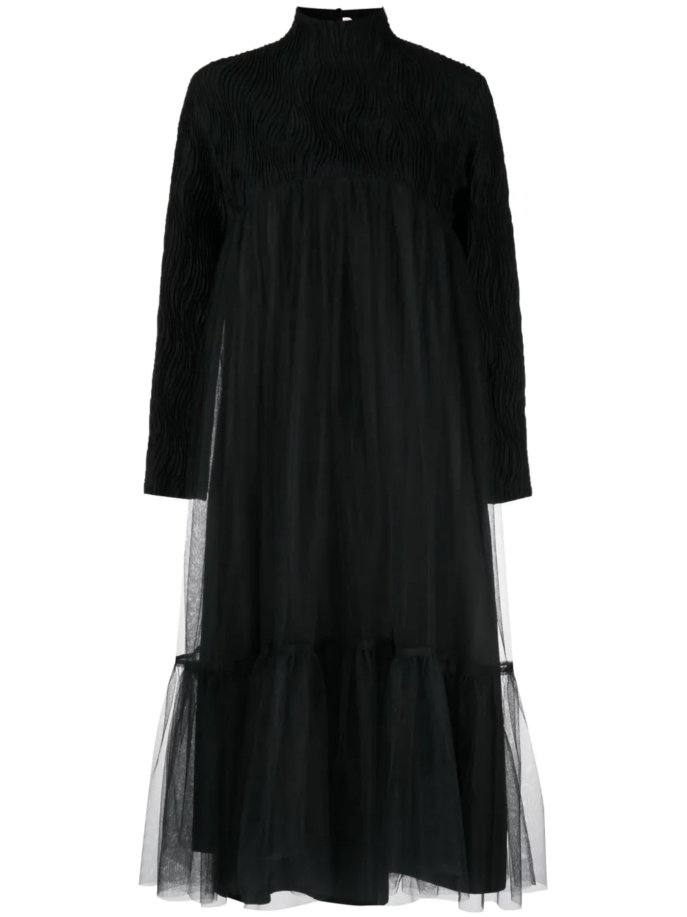 Noir Kei Ninomiya High Neck Tulle Overlay Midi Dress