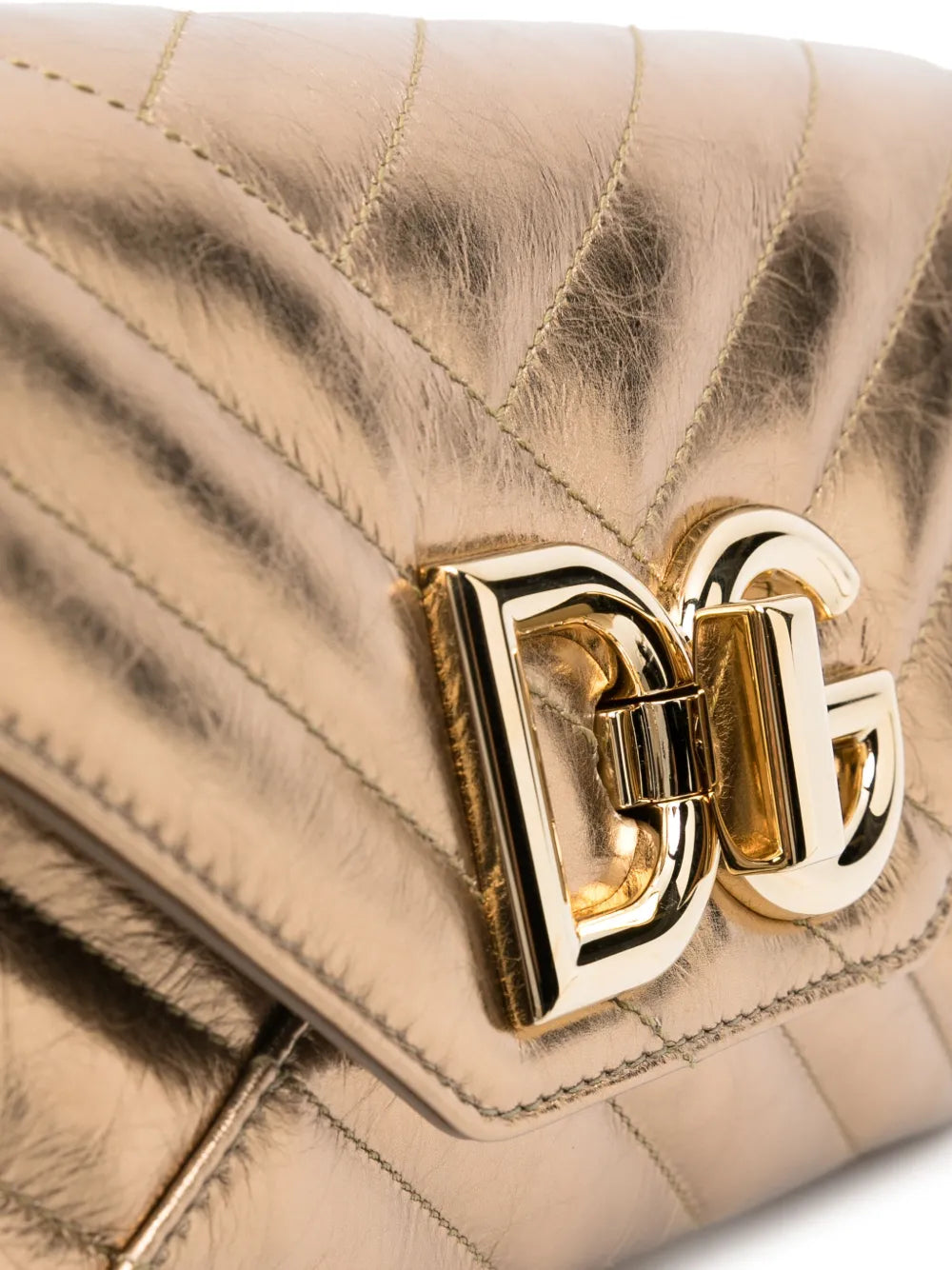 Dolce Gabbana Logo Plaque Quilted Leather Shoulder Bag