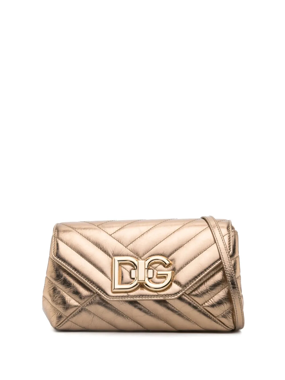Dolce Gabbana Logo Plaque Quilted Leather Shoulder Bag