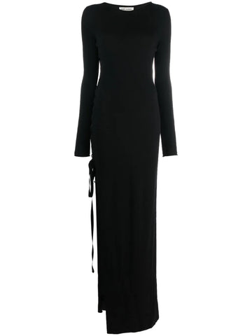 Saint Laurent Side Slit Wool Maxi Dress