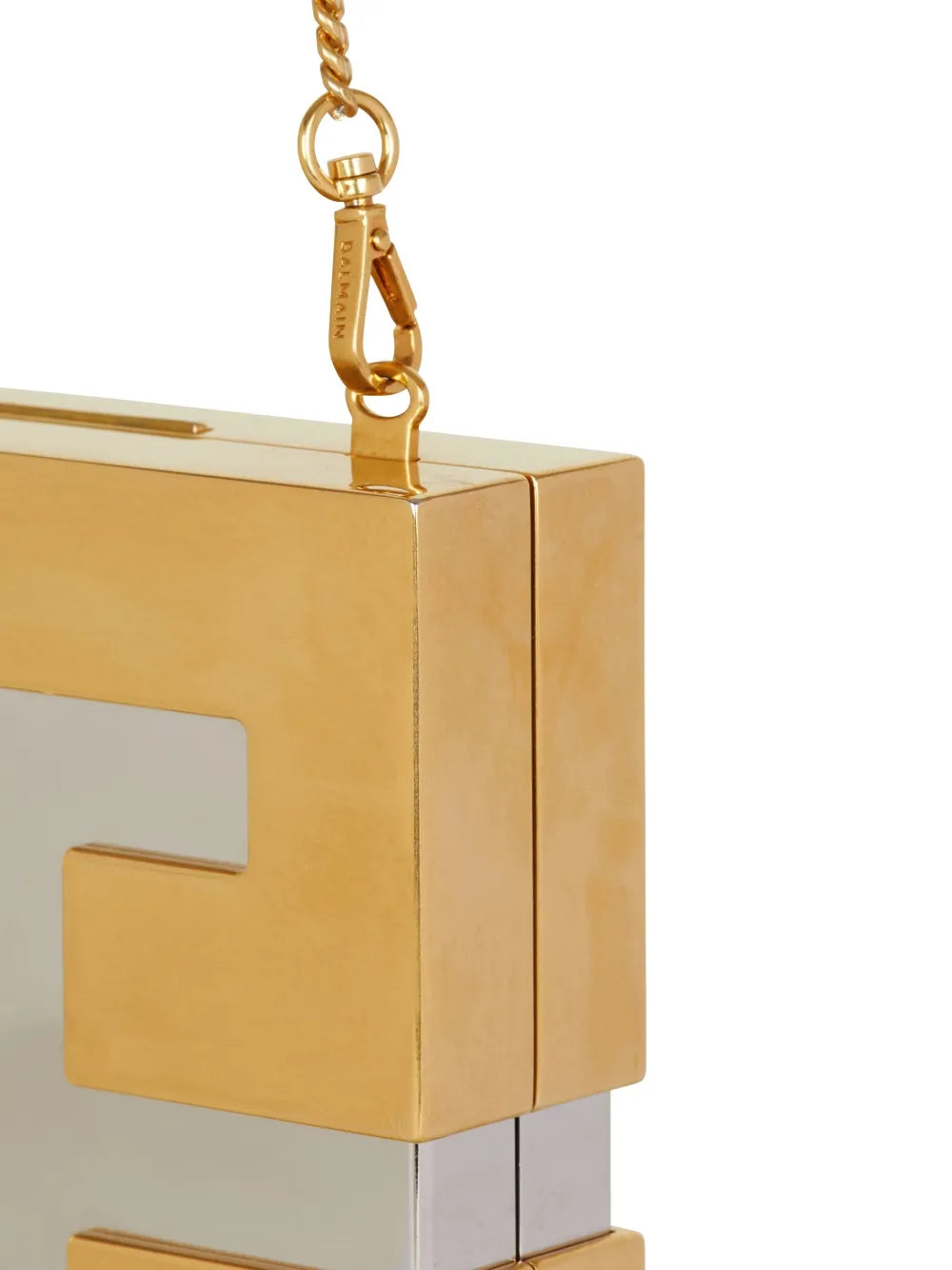 Balmain Logo Plaque Metal Clutch Bag