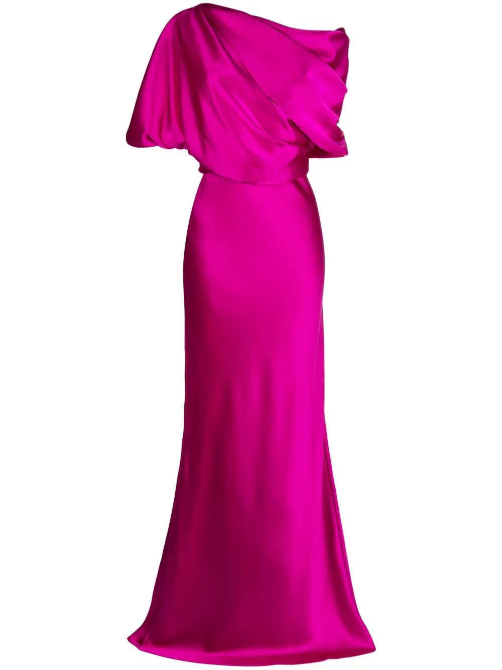 Amsale Off Shoulder Satin Draped Detail Gown
