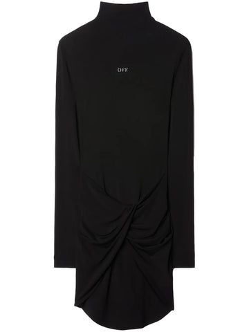 Off White Twist Detail Long Sleeve Minidress
