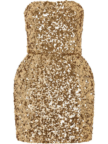Dolce Gabbana Sequin Embellished Strapless Minidress