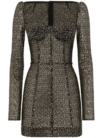 Dolce Gabbana Sequin Embellished Bustier Minidress