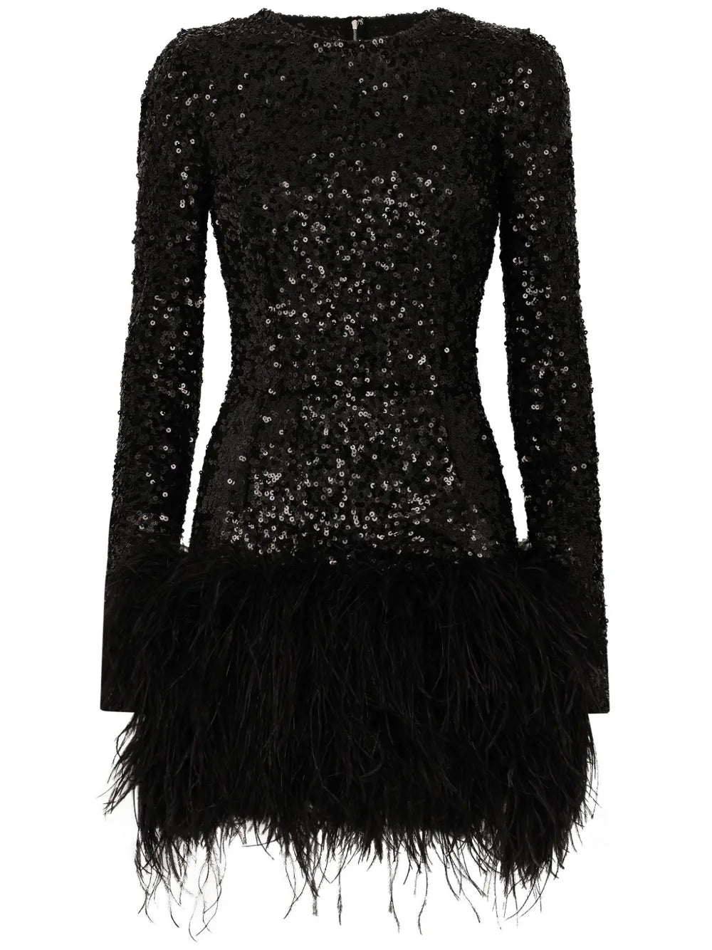 Dolce Gabbana Feather Trim Sequinned Minidress