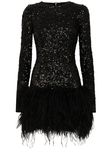 Dolce Gabbana Feather Trim Sequinned Minidress
