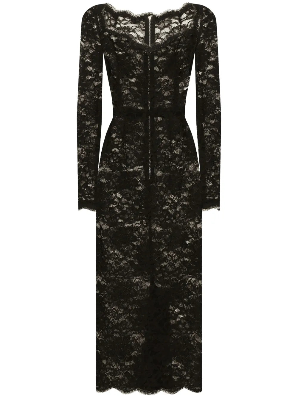 Dolce Gabbana Semi Sheer Lace Midi Dress