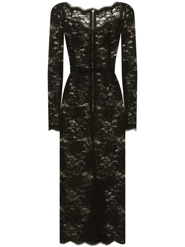 Dolce Gabbana Semi Sheer Lace Midi Dress