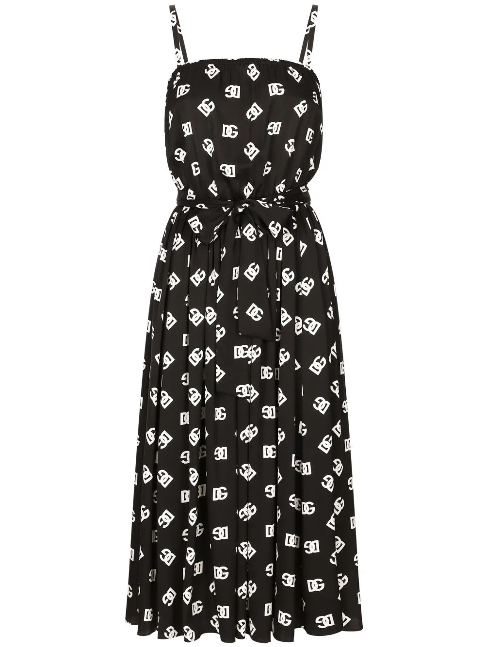 Dolce Gabbana Dg Print Pleated Dress