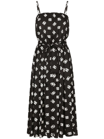 Dolce Gabbana Dg Print Pleated Dress