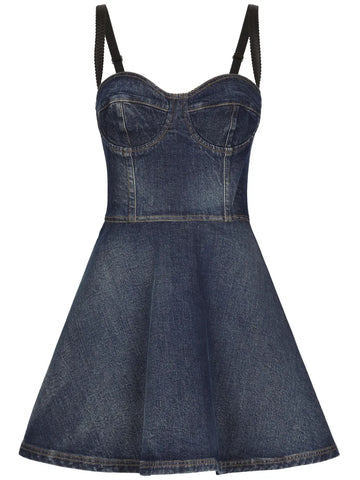 Dolce Gabbana Sweetheart Neck Denim Minidress