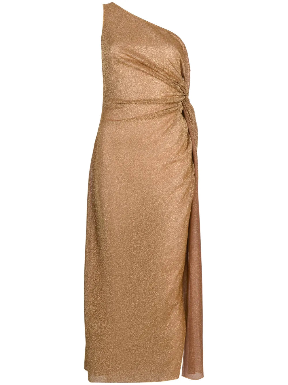 Oseree Knot Embellished Metallic Midi Dress