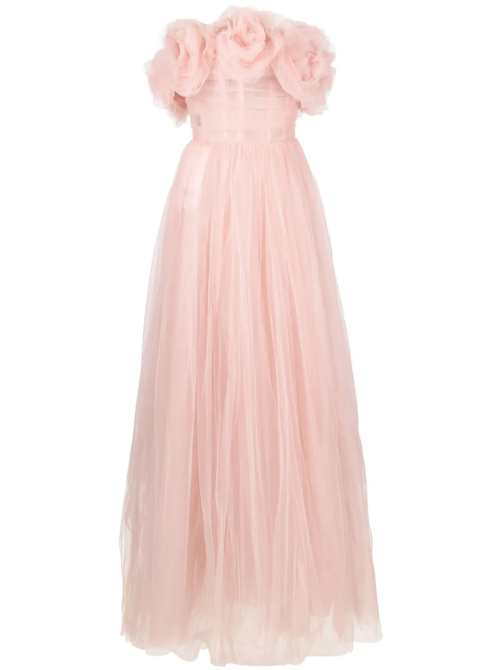 Ana Radu Rose Applique Tulle Gown Dress