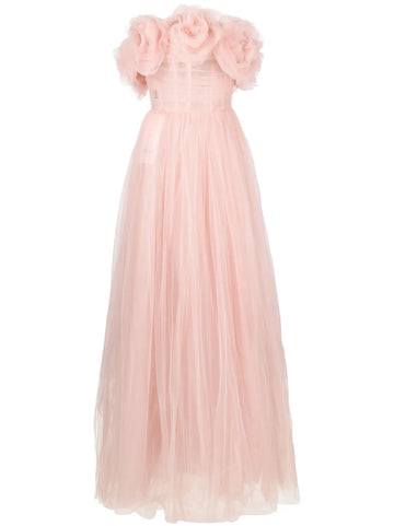 Ana Radu Rose Applique Tulle Gown Dress