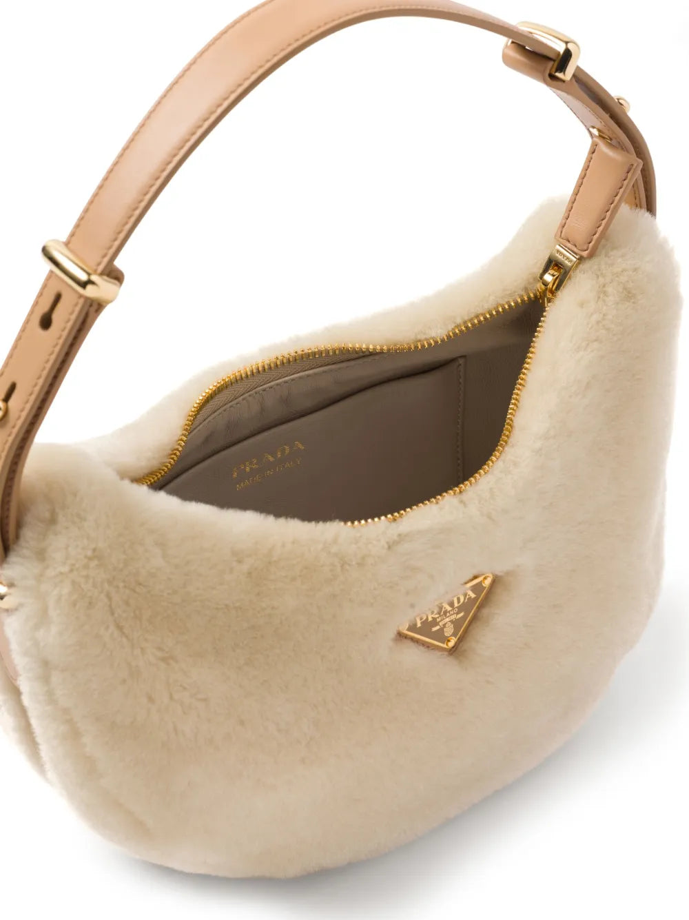 Prada Arque Shearling Shoulder Bag