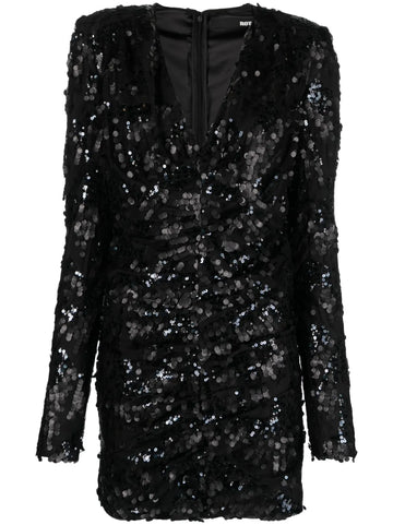 Rotate Birger Christensen Sequined Ruched Minidress