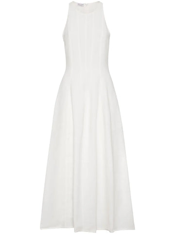 Brunello Cucinelli Pleated Sleeveless Maxi Dress