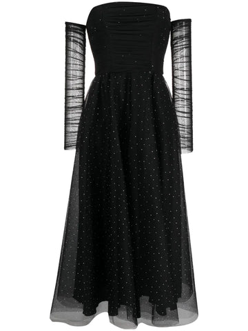 Nissa Crystal Embellished Off Shoulder Dress