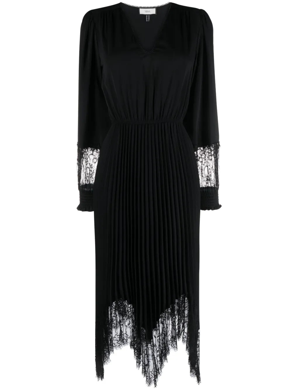 Nissa Lace Trim Pleated Midi Dress