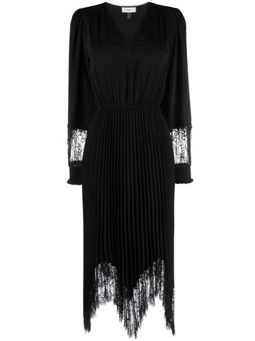 Nissa Lace Trim Pleated Midi Dress