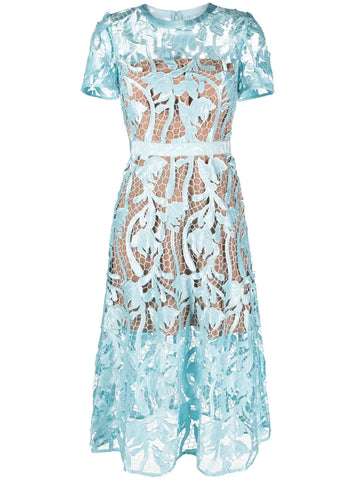 Self Portrait Guipure Lace Flared Midi Dress
