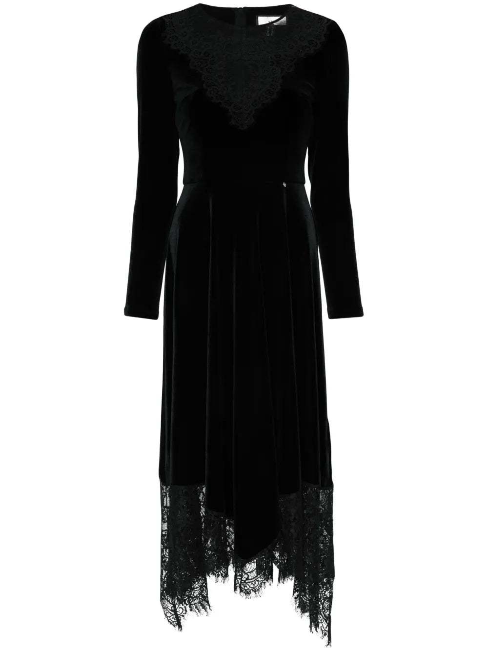 Nissa Floral Lace Velvet Midi Dress
