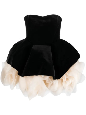Ana Radu Petal Layer Velvet Mini Dress
