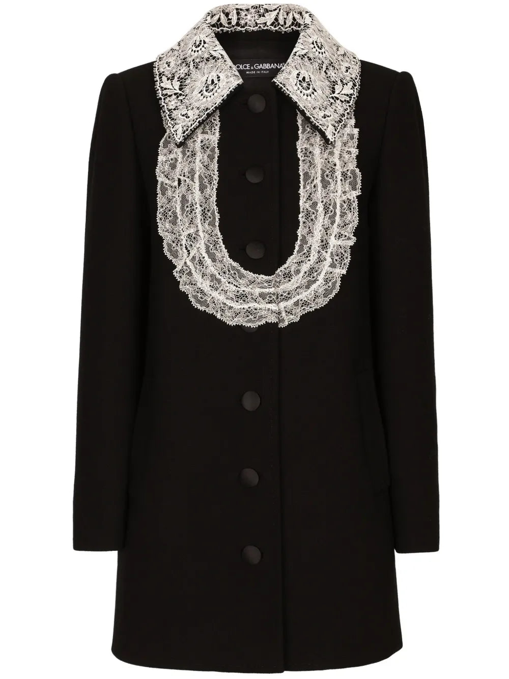 Dolce Gabbana Bib Collar Virgin Wool Blend Minidress