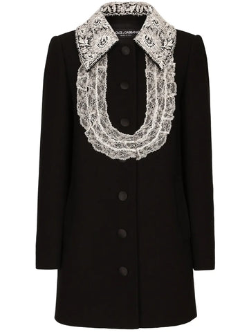 Dolce Gabbana Bib Collar Virgin Wool Blend Minidress