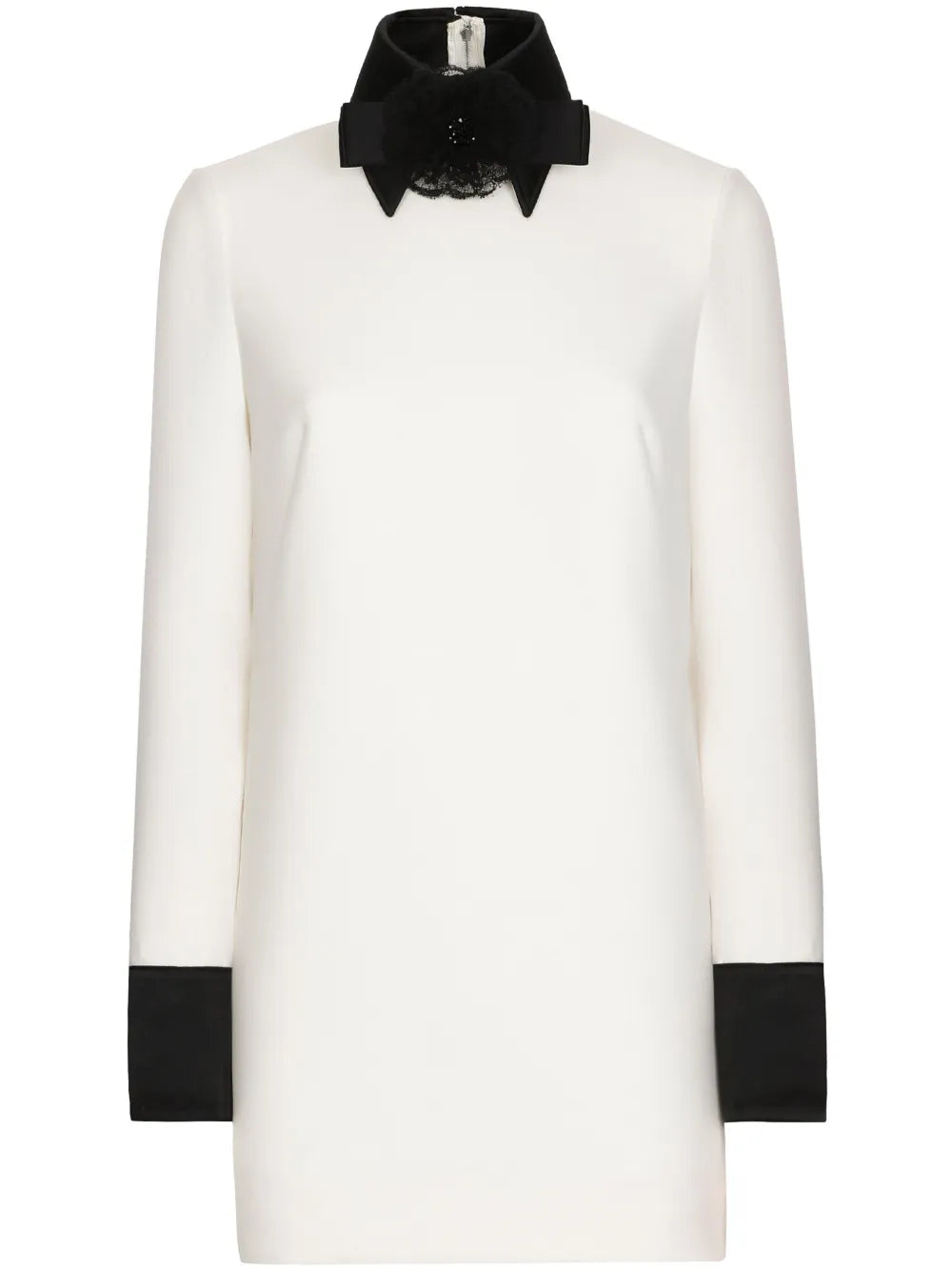 Dolce Gabbana Bow Applique Virgin Wool Blend Minidress