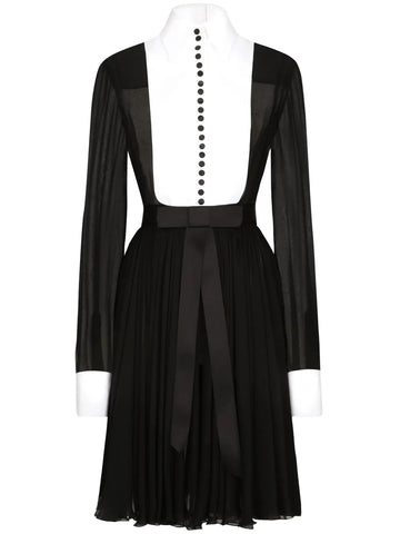 Dolce Gabbana Bib Collar Silk Blend Shirtdress