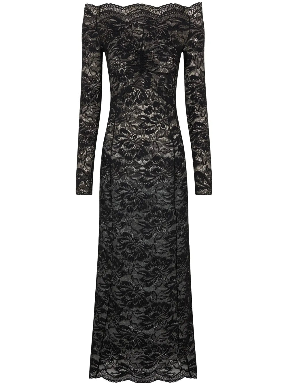 Rabanne Floral Lace Bardot Collar Dress