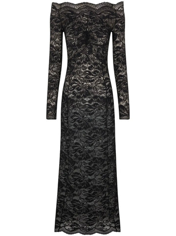 Rabanne Floral Lace Bardot Collar Dress