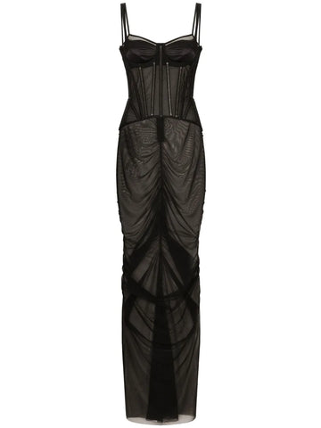 Dolce Gabbana Sheer Cotton Bustier Dress