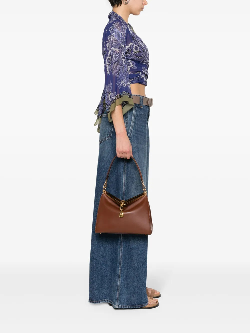 Etro Medium Vela Leather Shoulder Bag