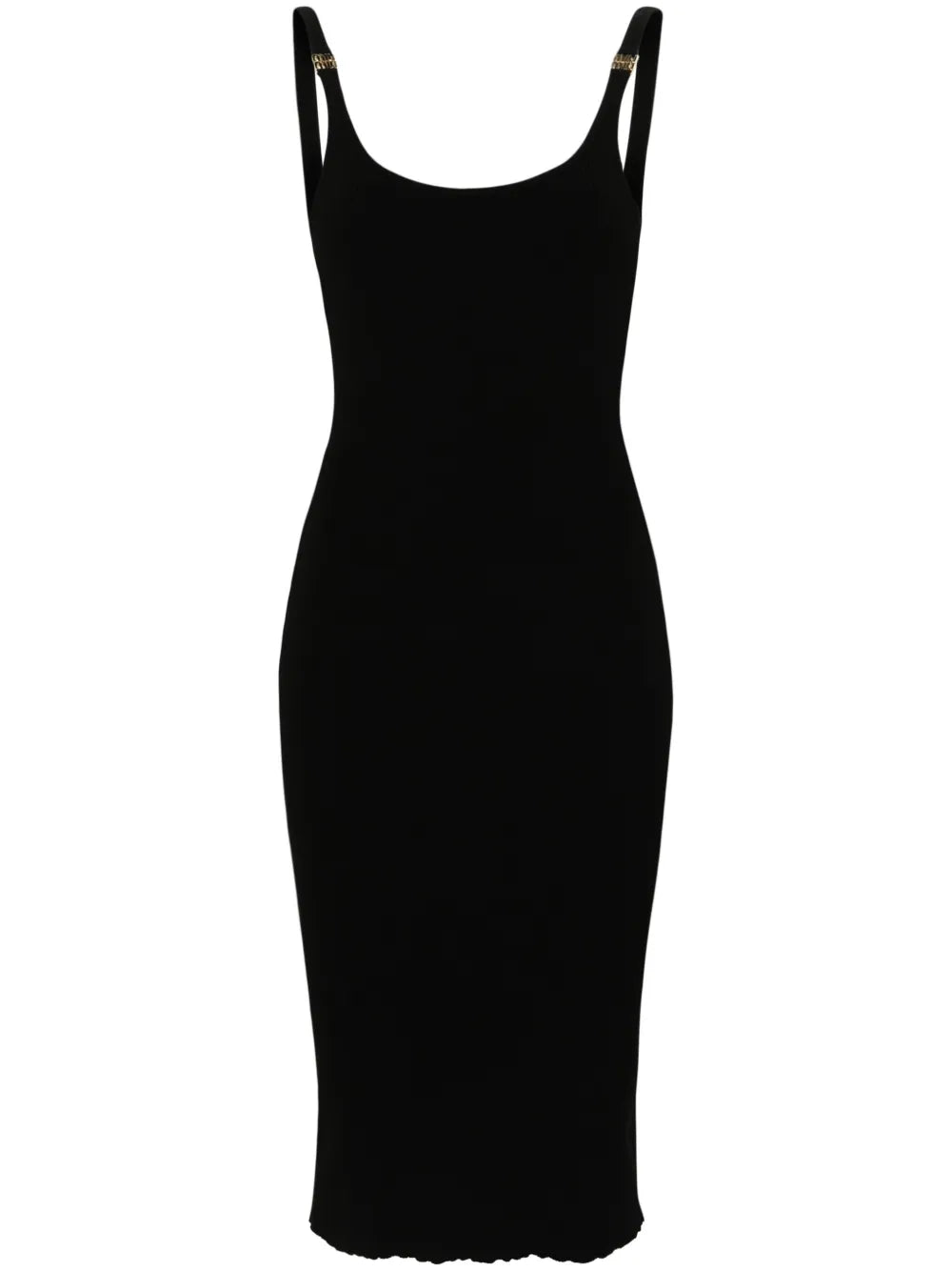 Miu Miu Logo Plaque Ribbed Midi Dress