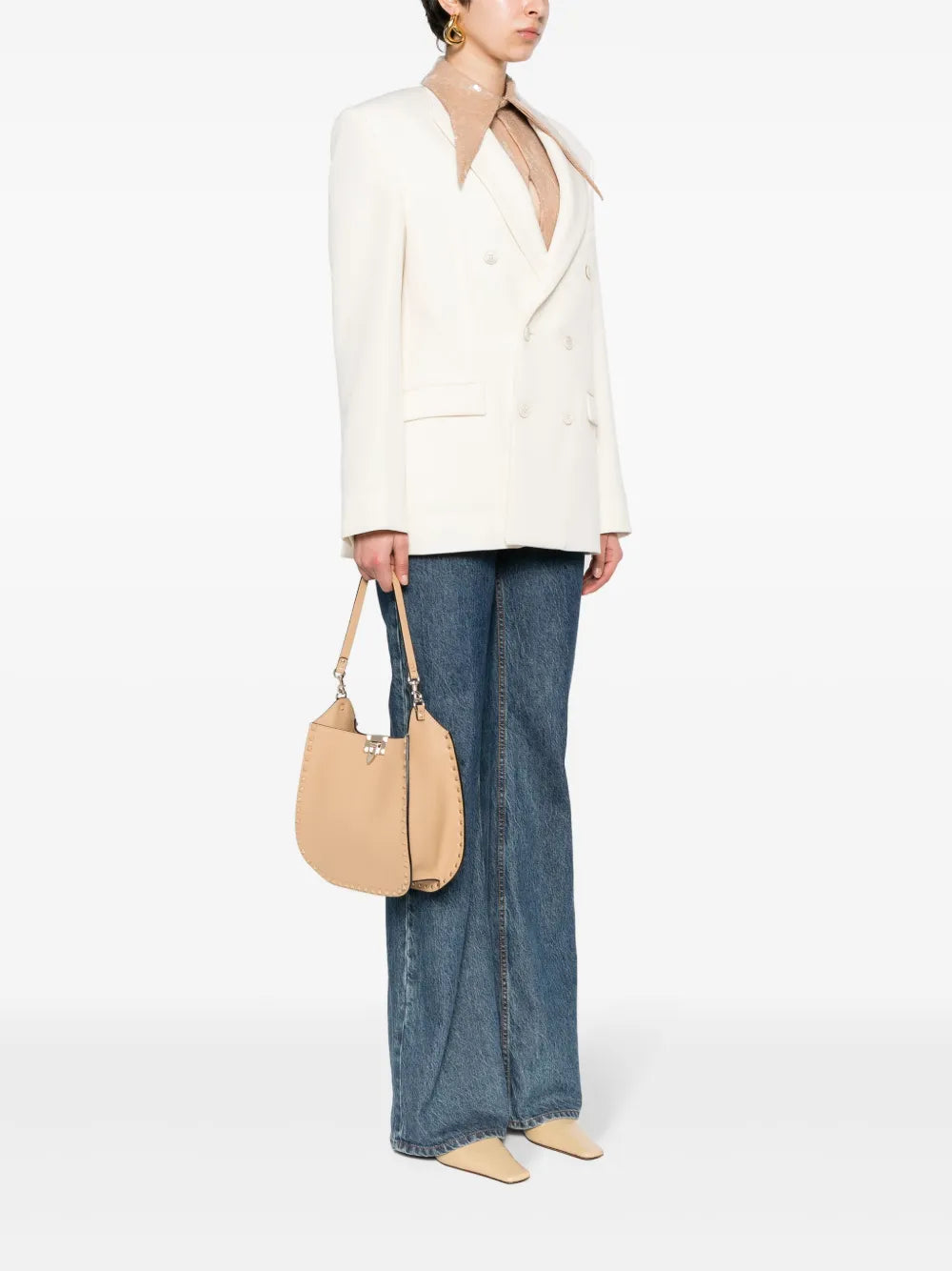 Valentino Garavani Rockstud Embellished Leather Shoulder Bag