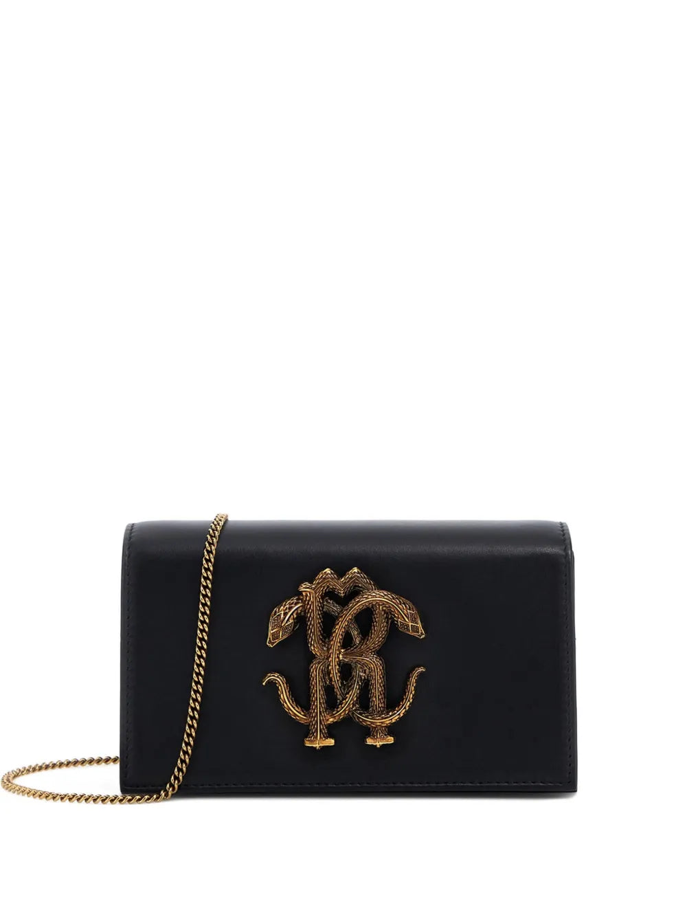 Roberto Cavalli Mirror Snake Metallic Logo Shoulder Bag