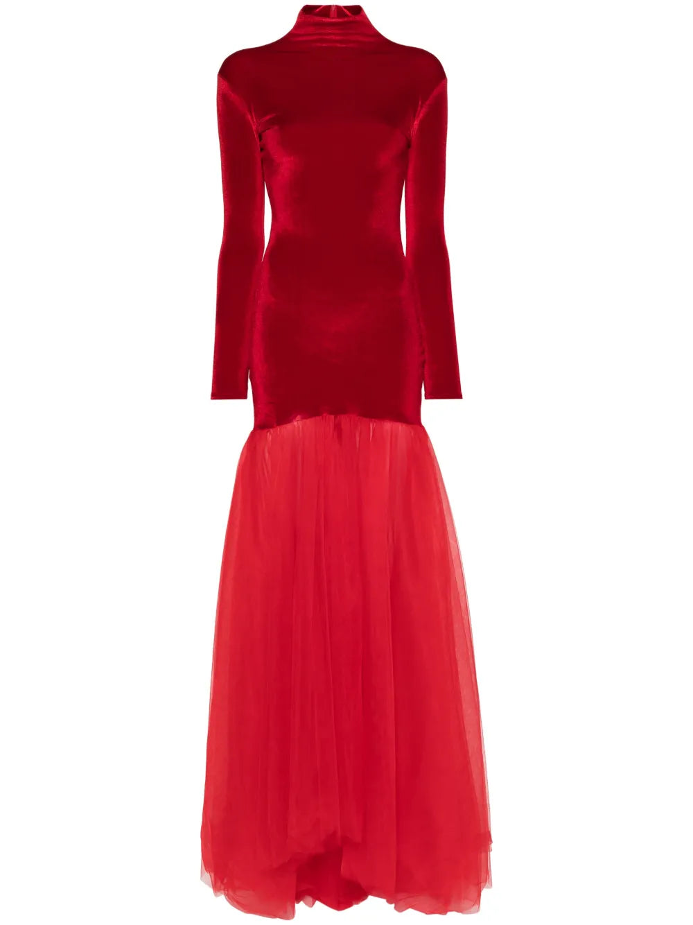 Atu Body Couture Tulle Detail Velvet Gown