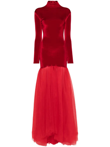 Atu Body Couture Tulle Detail Velvet Gown