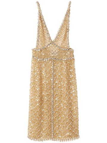 Miu Miu Bead Embellished Organza Midi Dress